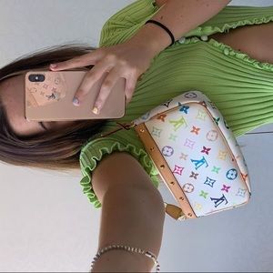 Takashi Murakami x Louis Vuitton White Monogram Multicolore Pochette Accessories